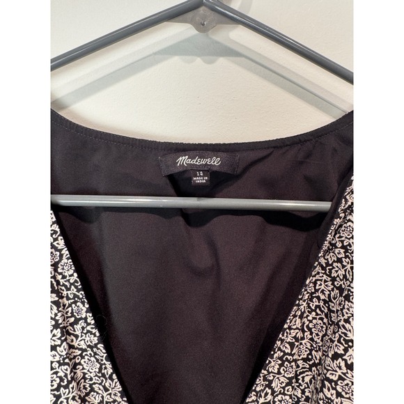 Madewell Women Floral Print V Neck Short Sleeve Midi Dress Size 14 - Picture 4 of 11